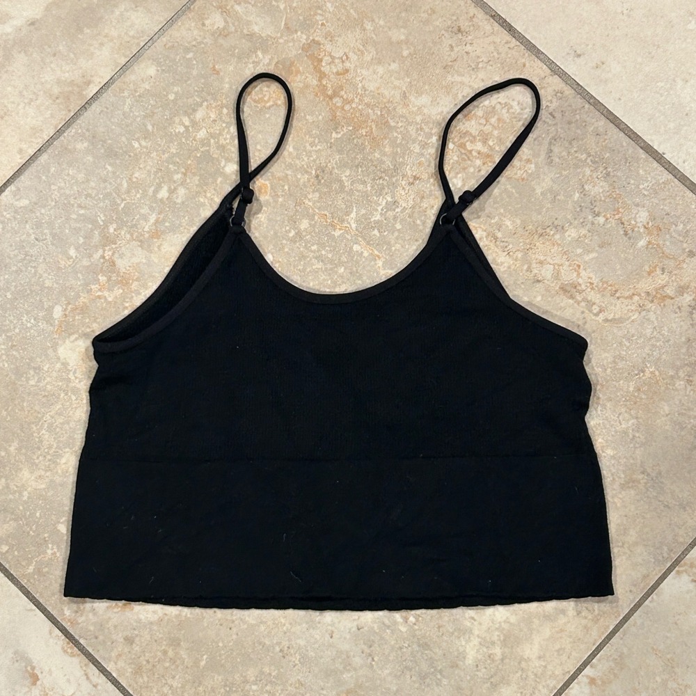Anthropologie Cami Cropped Tank Top Womens S/M Black Solid Seamless Stretch - Picture 5 of 6